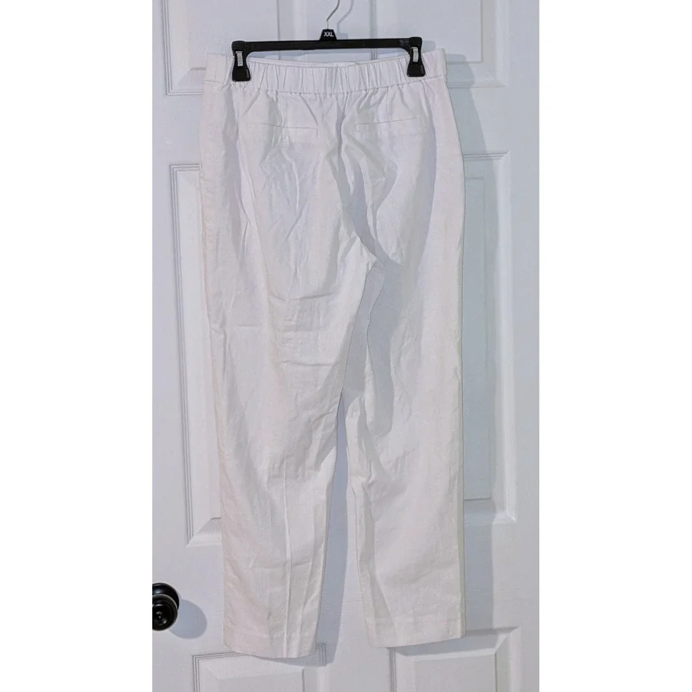 J. Crew White Linen Blend Cropped Pants Button Detail Size 6 NWT‎ $98
